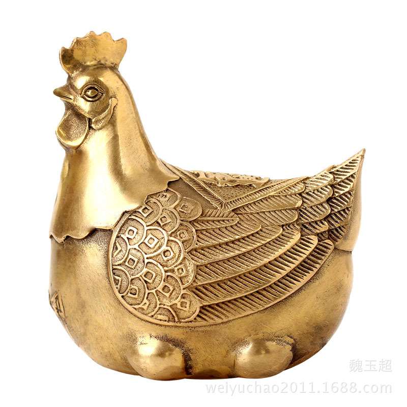 厂家 纯铜母鸡金蛋摆件铜鸡大吉大利铜鸡家居风水摆设