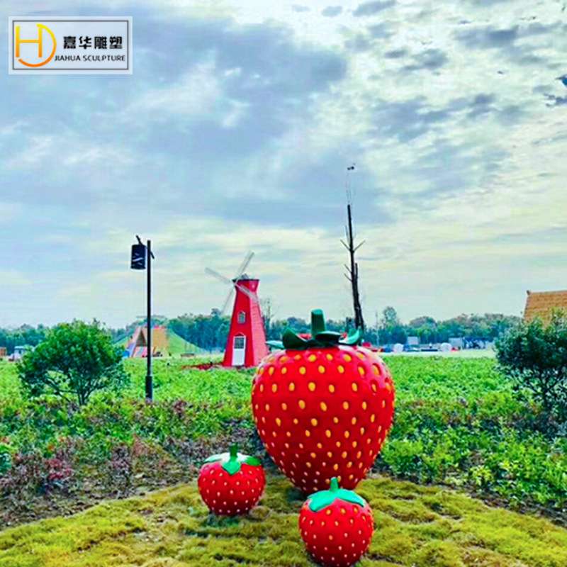 仿真草莓摆件户外玻璃钢水果雕塑园林景观农场采摘园装饰美陈小品