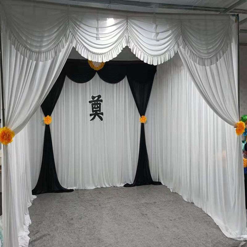 灵堂布置全套背景布丧葬幕布白事灵棚装饰布幔孝堂黑白帷幔葬礼布