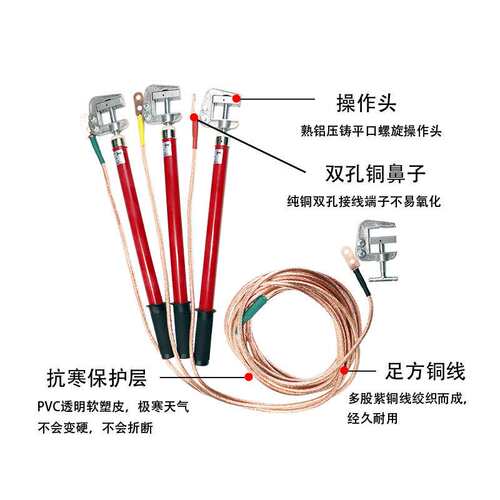 JDX-NL0.38--500KV平口螺旋接地线室内用携带型短路工作接地封线