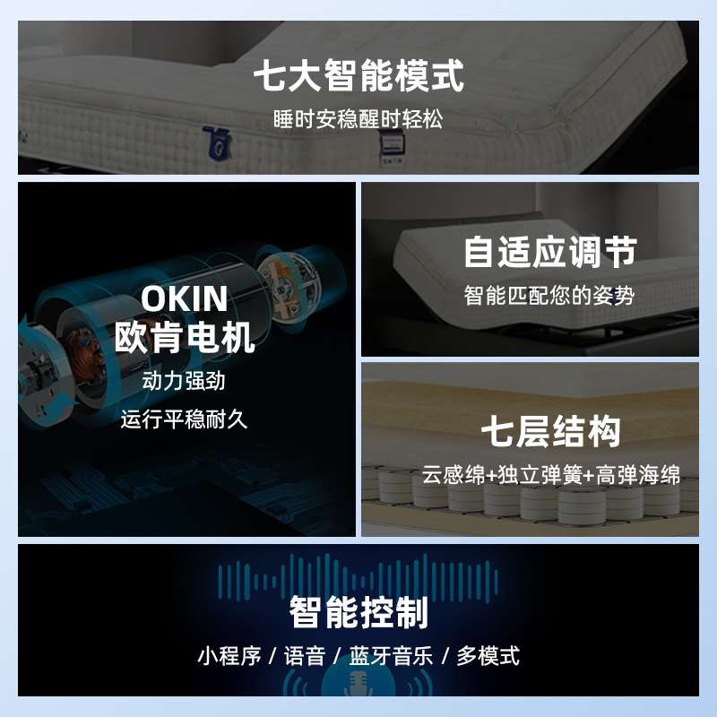 床垫语音智能电动床垫升降按摩多功能零重力家用卧室记忆棉床垫