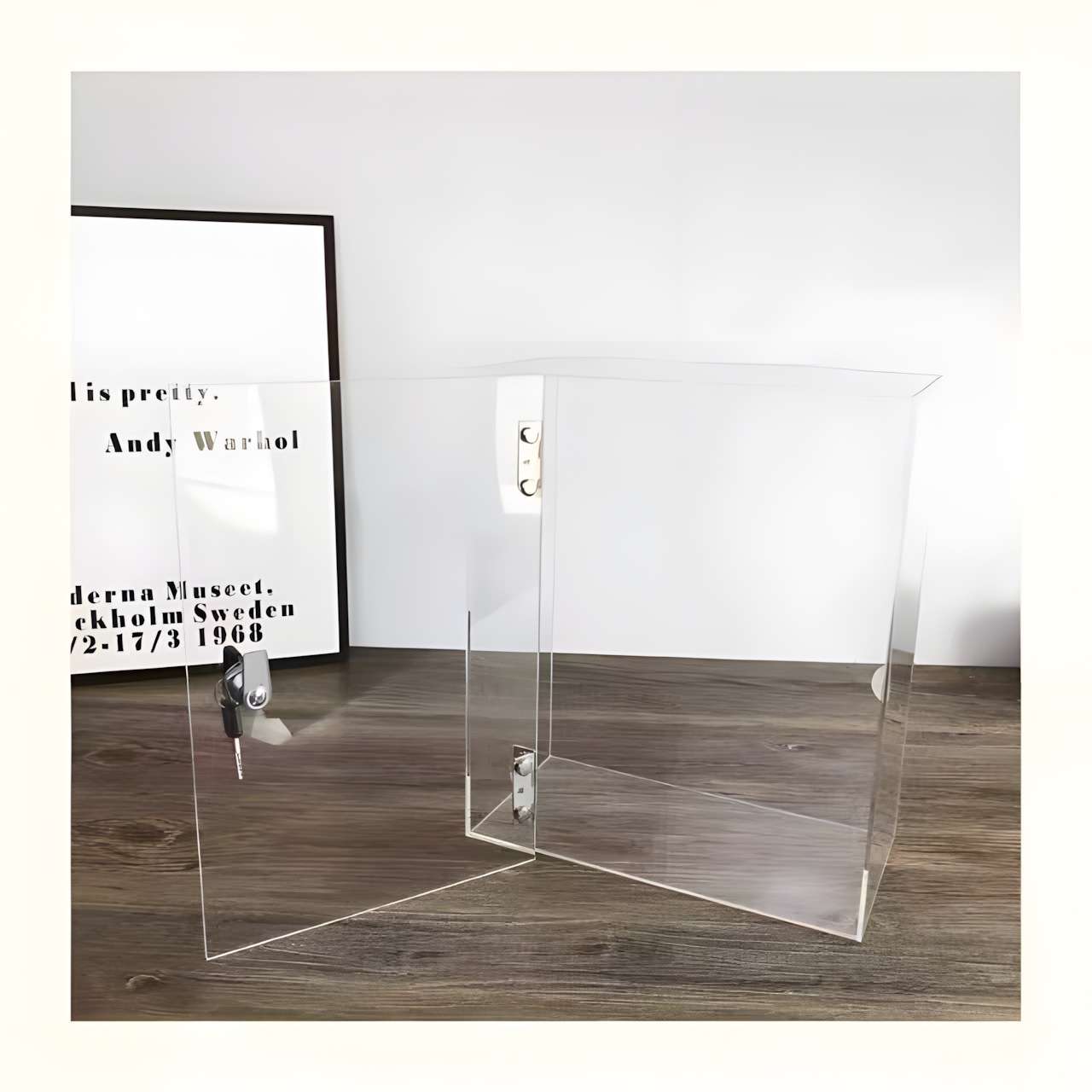 亚克力透明盒子带锁储物盒翻盖收纳箱手机保管箱存放柜防尘展示盒