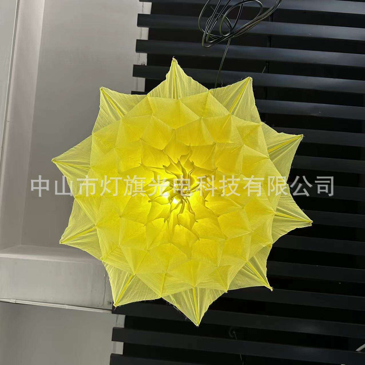 led布艺机械开合花灯 商场酒店大堂创意动态花灯布艺升降花伞灯