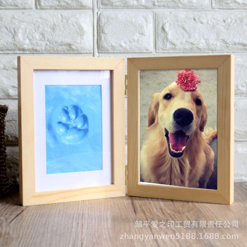 新款宠物爪印泥相框狗狗爪印纪念品相框婴儿手脚印泥纪念一件代发