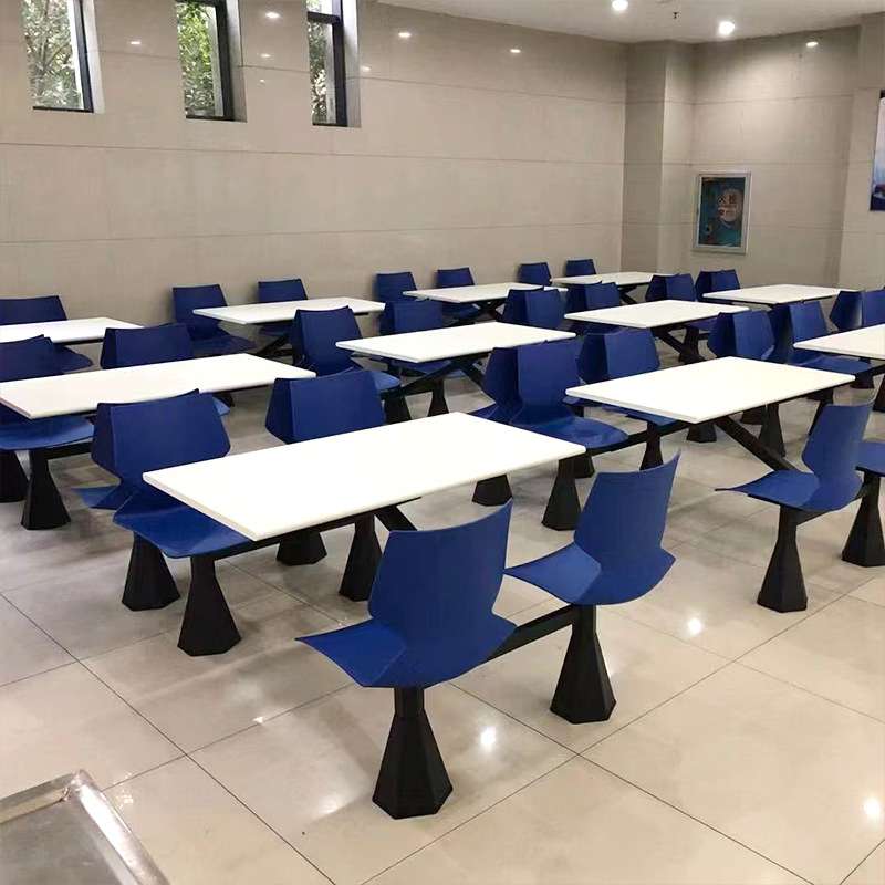 学校食堂连体餐桌椅 户外餐厅桌椅组合用餐馆四人位连体桌餐椅
