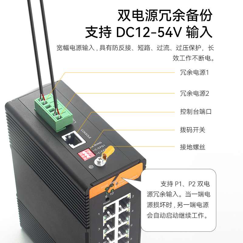 环网工业级交换机2光8电全千兆SFP网管自愈网络真正高温厂商直发