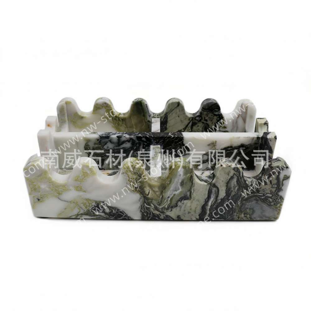 轻奢天然大理石名片盒长方形卡片收纳盒桌面整理盒卡牌分格盒