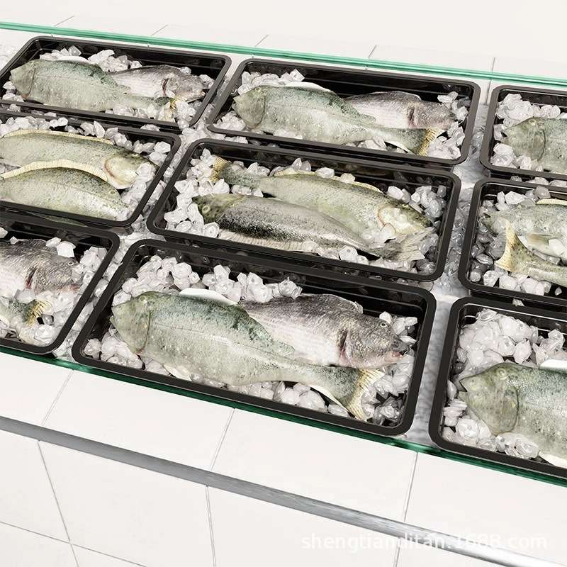 超市生鲜猪肉托盘卤菜熟食品展示盘子黑色塑料冰柜卖肉托盘商用