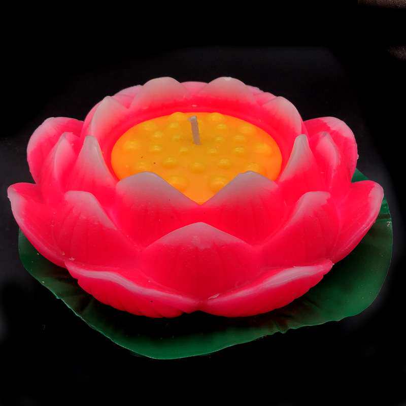 大莲花盆60小时底座绿底粉花各庙会蜡烛结缘酥油灯莲花蜡烛1号