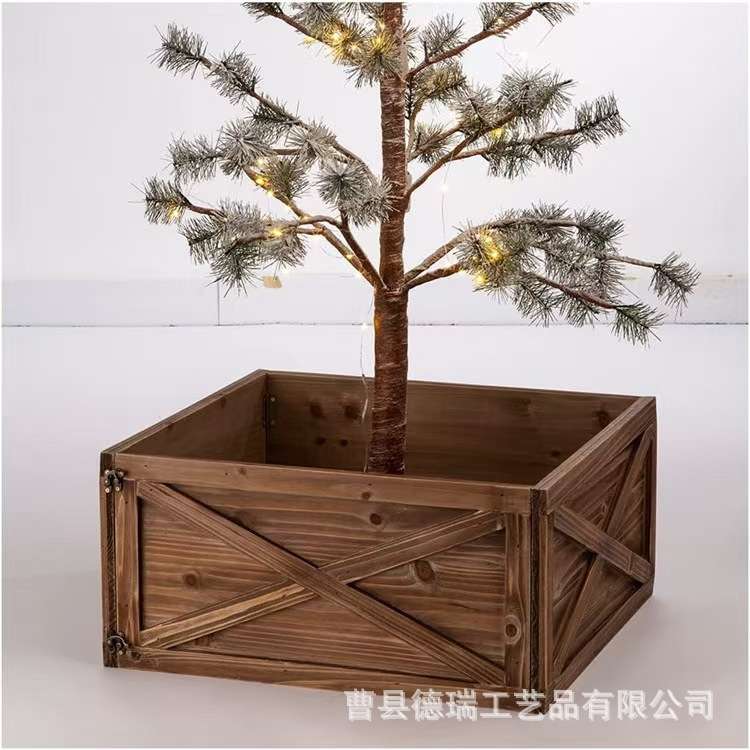 窗台阳台花箱室内户外实木种植箱圣诞树小篱笆木栅栏碳化装饰护栏
