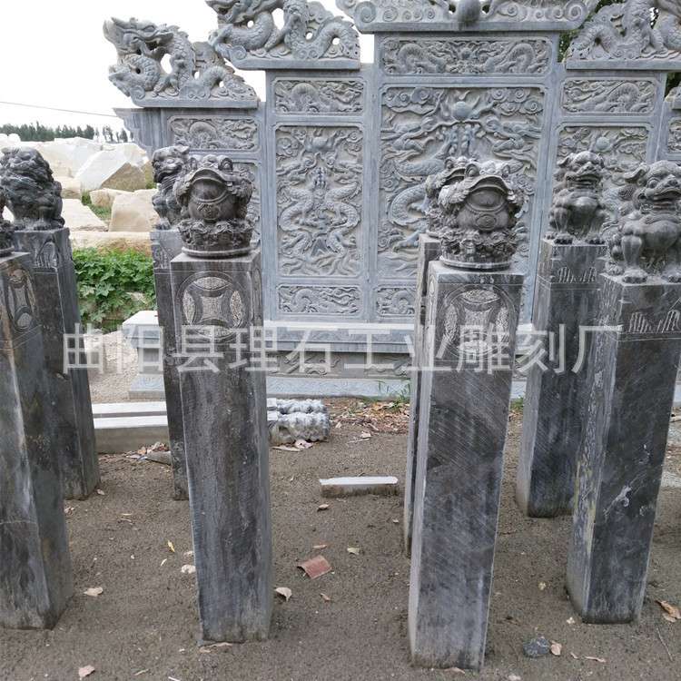 现货 青石仿古拴马桩 石雕金蟾拴马石柱 做旧石雕动物栓马桩