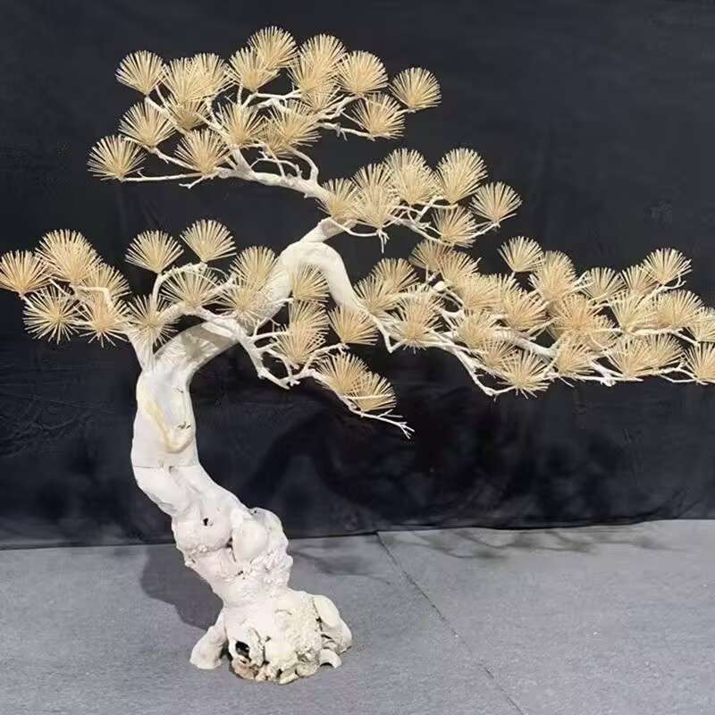 仿真迎客松松树根雕造型树景观室内造景假树牙签松树软装禅意摆件