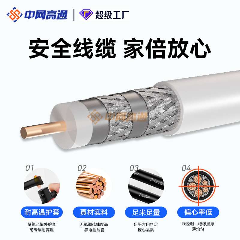 高通射频同轴电缆SYWV75-5高清闭路电视视频线有线电视信号线机