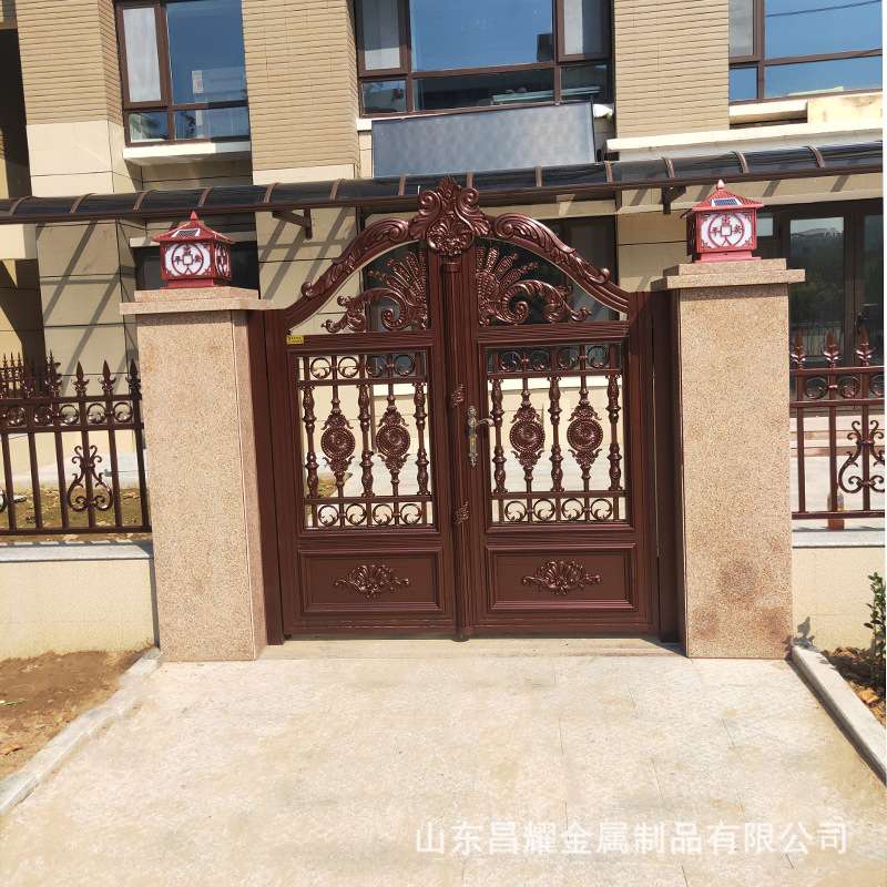 厂家制定欧式铝艺大门别墅庭院双开门 农村自建房高档铝合金大门