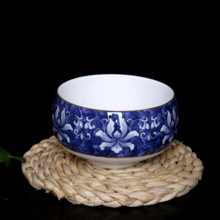 釉下彩描金青花瓷怡尚杯洗白瓷小号水洗德化高白陶瓷茶具茶洗