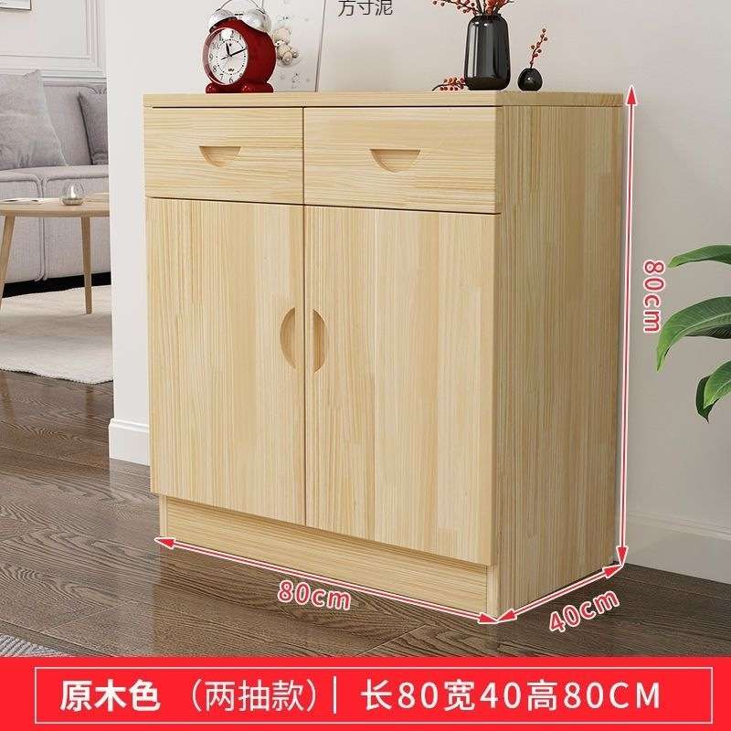 简约现代实木餐边柜松木橱柜储物收纳柜微波炉架碗柜厨房外贸