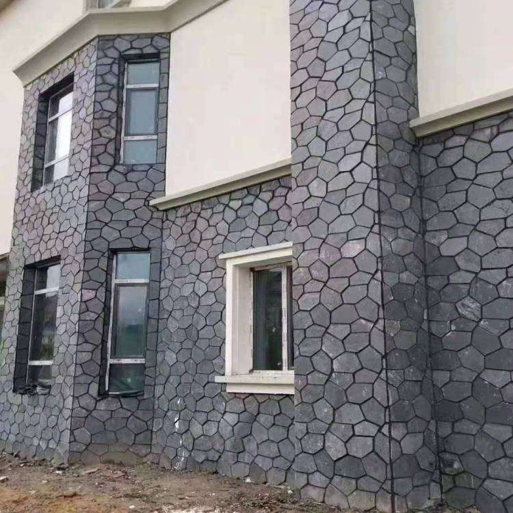 天然冰裂纹网贴锈色多边青石板田园广场庭院耐磨地砖花园室外墙砖