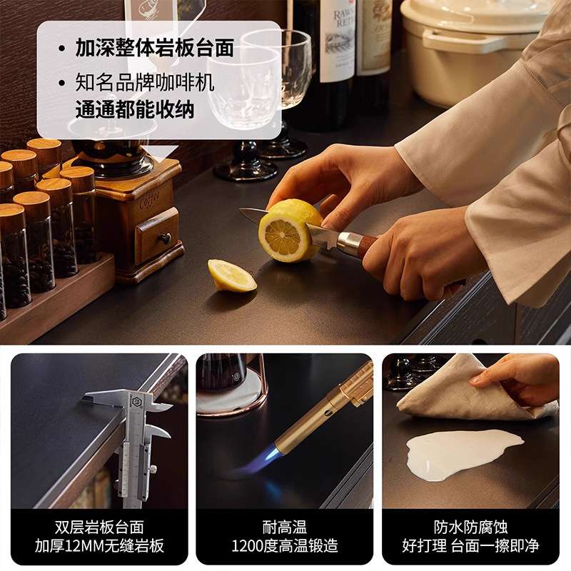 法式复古实木餐边柜美式客厅靠墙一体中古收纳储物柜小户型橱柜