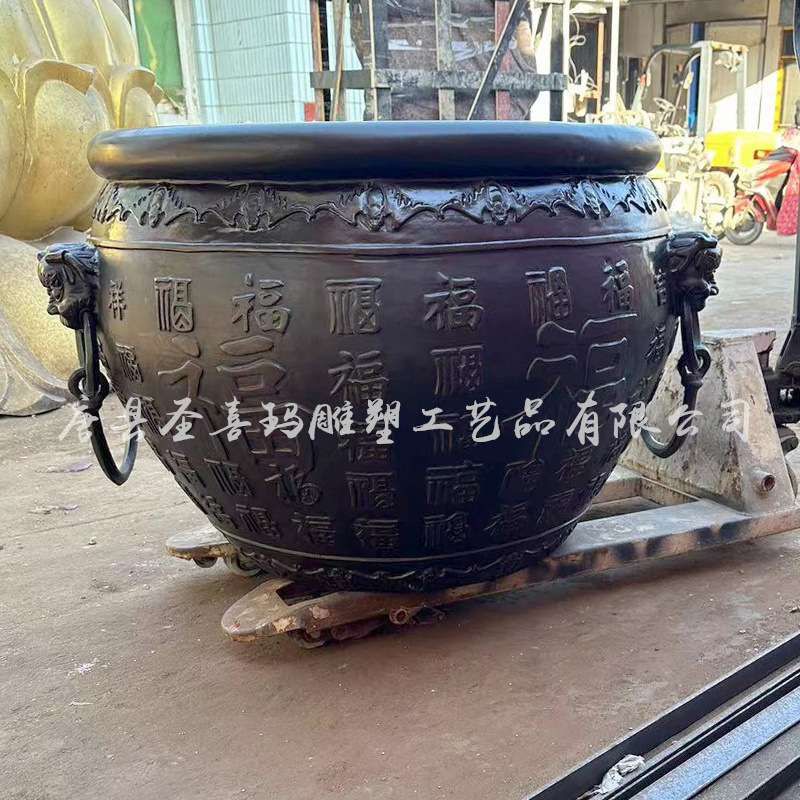 纯铜庭院铜缸百福缸铸铜宫门缸太平吉祥缸金属水缸门海双耳铜大缸