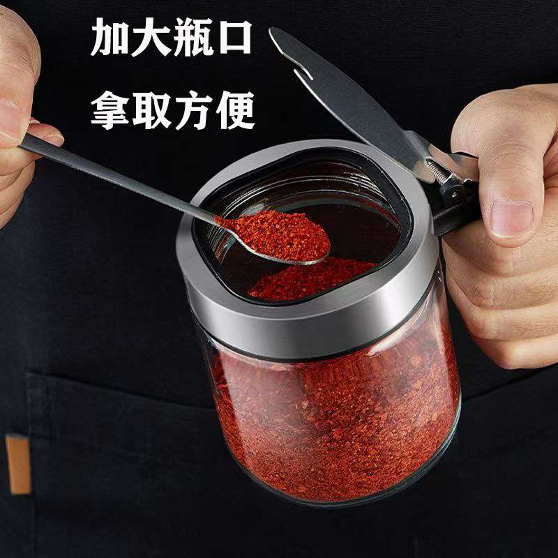 加厚无铅玻璃可旋转调料罐套装家用玻璃盐罐调味瓶调味罐套装收纳