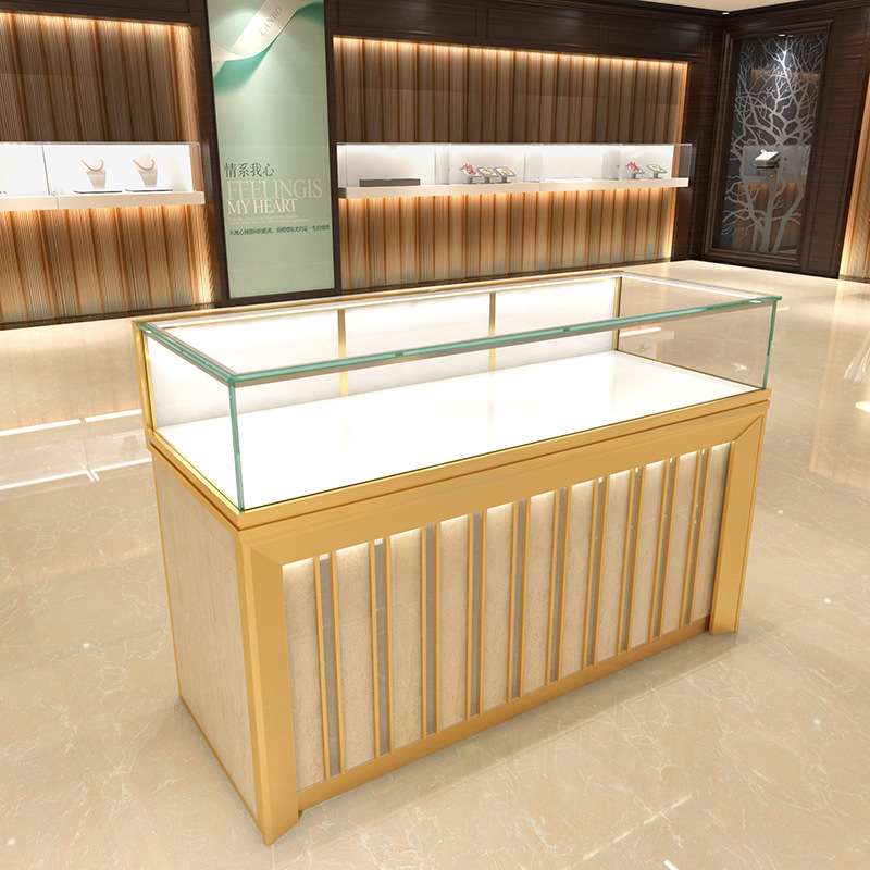 新款钢化玻璃柜台 博物馆黄金珠宝展示柜 展柜饰品陈列展示柜台