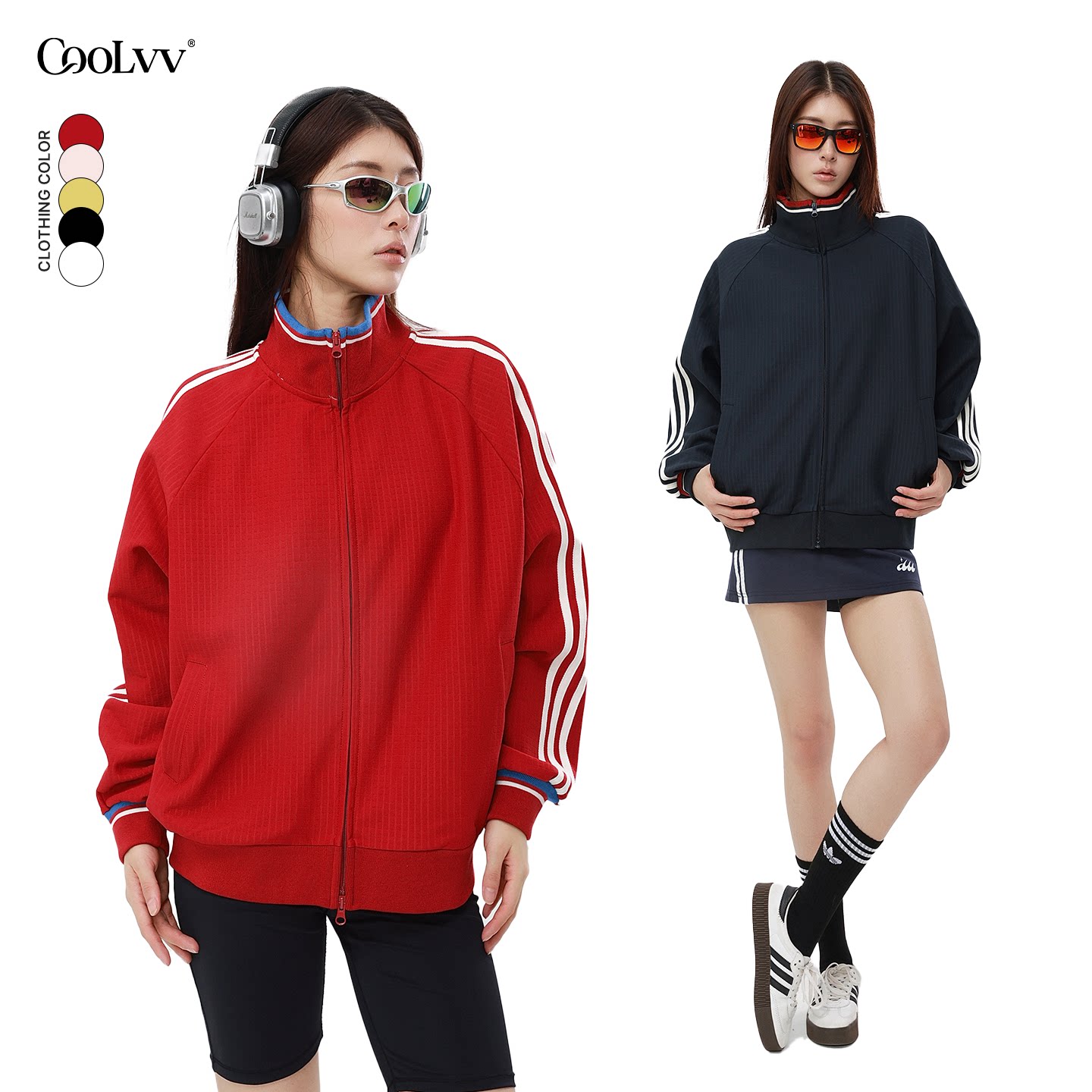 CooLvv美式立领泡芙格夹克外套女