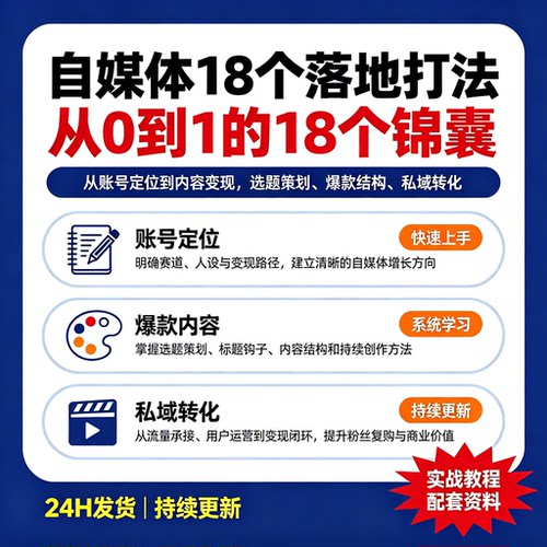自媒体18个落地打法从0到1的18个锦囊实战配套资料