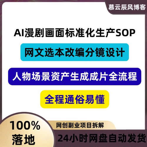 AI漫剧画面标准化生产SOP网文选本改编分镜设计人物场景资产生成