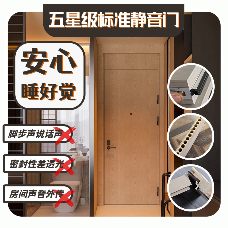 酒店专用静音木门五星标准双止口客房酒店木门隔音门静音门可家装