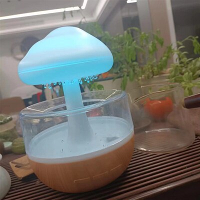模拟雨声加湿器房间桌面助眠香薰下雨七彩创意家用氛围夜灯卧室