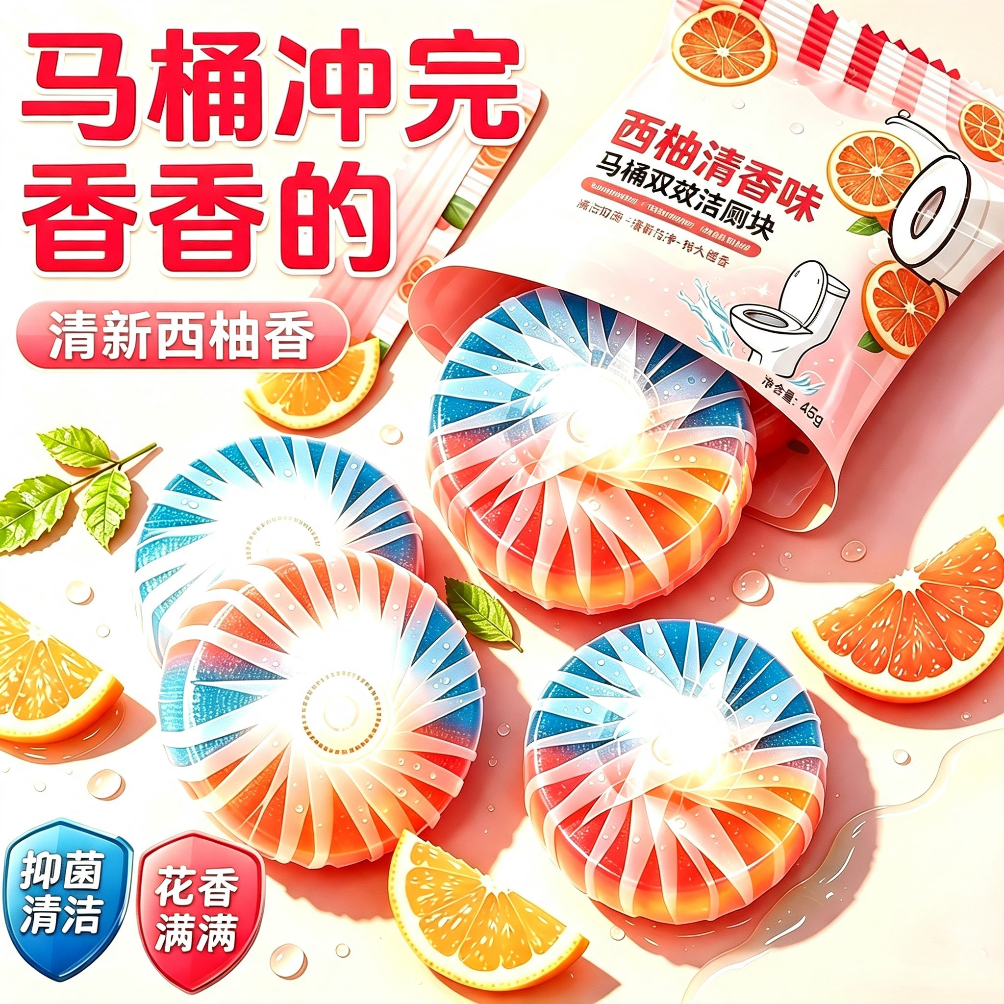 西柚蓝泡泡马桶洁厕宝自动除臭剂