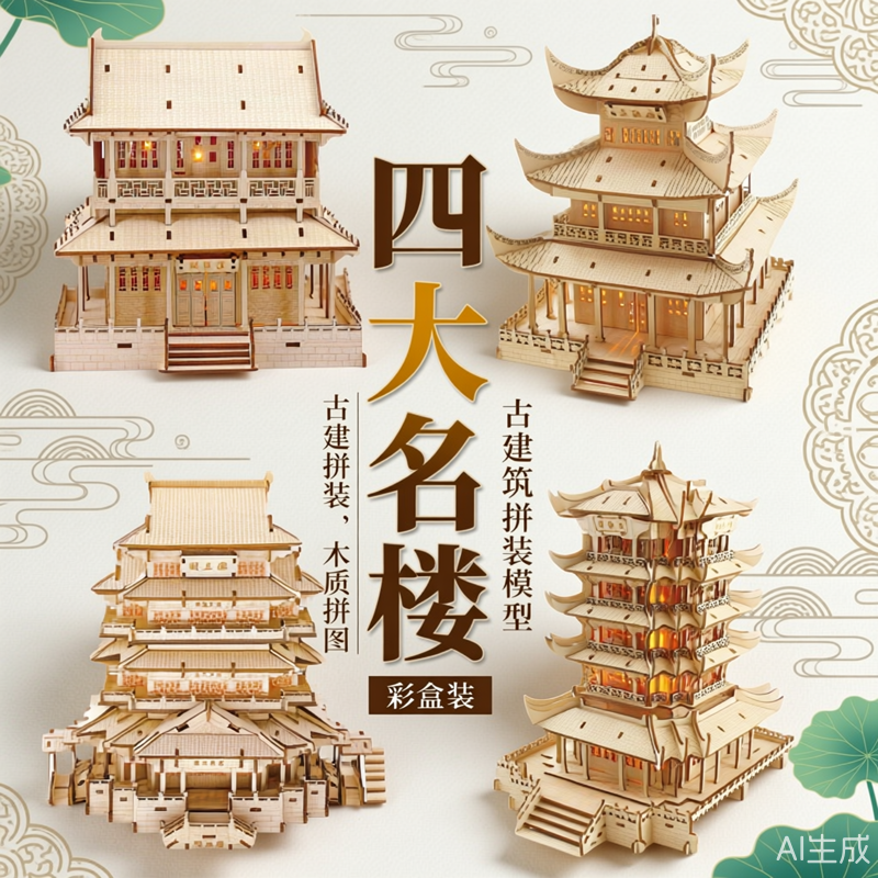 古建筑拼装模型木制滕王阁