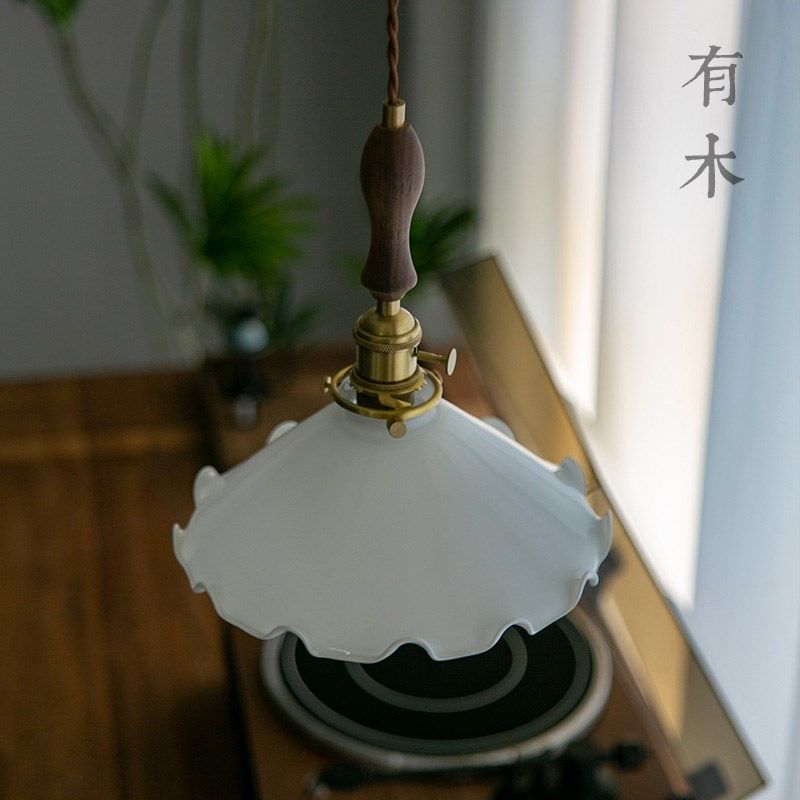 有木云裳吊灯卧室床头灯餐厅沙发玄关日式实木复古法式中古风