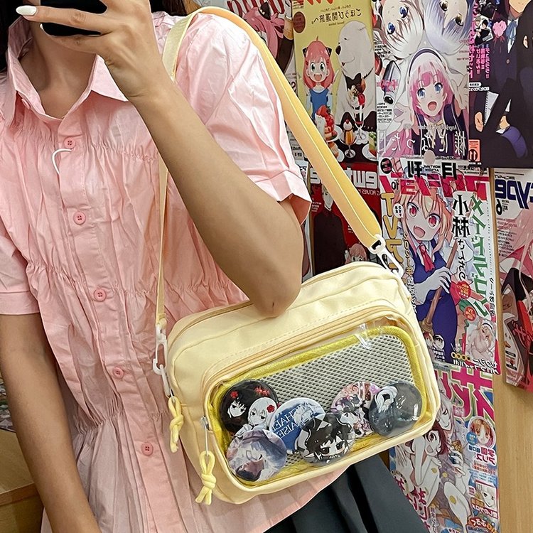 日系透明吧唧手提痛包日常娃包单肩包女学生上课通勤托特包斜挎包