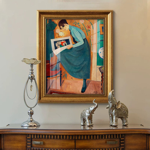 客厅画装饰壁画走廊装饰画欧式人物轻奢墙画竖版过道别墅餐厅挂画