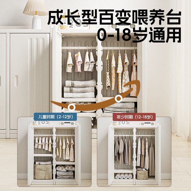 儿童衣柜宝宝收纳柜喂养台男女孩卧室家用置物柜简易衣橱储物柜子