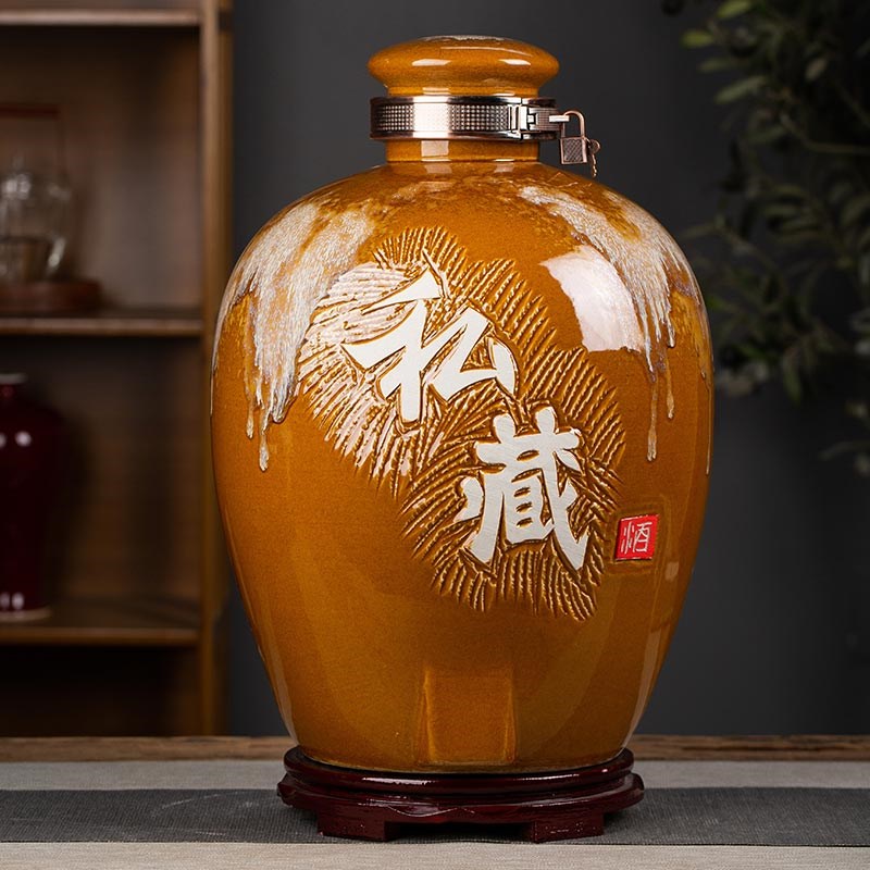 景德镇古风陶瓷酒坛子 10/20/30/50斤家用密封酒瓶空瓶泡酒缸酒罐