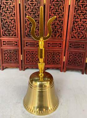 尼泊尔藏式法器纯铜三叉铃手摇铃铛道铃铛客厅居家法会用三清铃