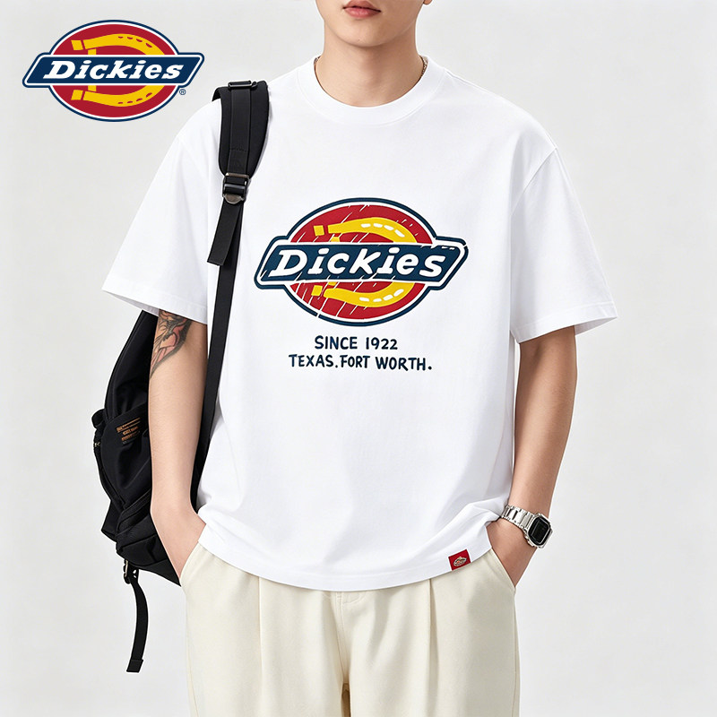 Dickies短袖T恤男女同款夏季2026新款重磅宽松落肩袖情侣上衣女款