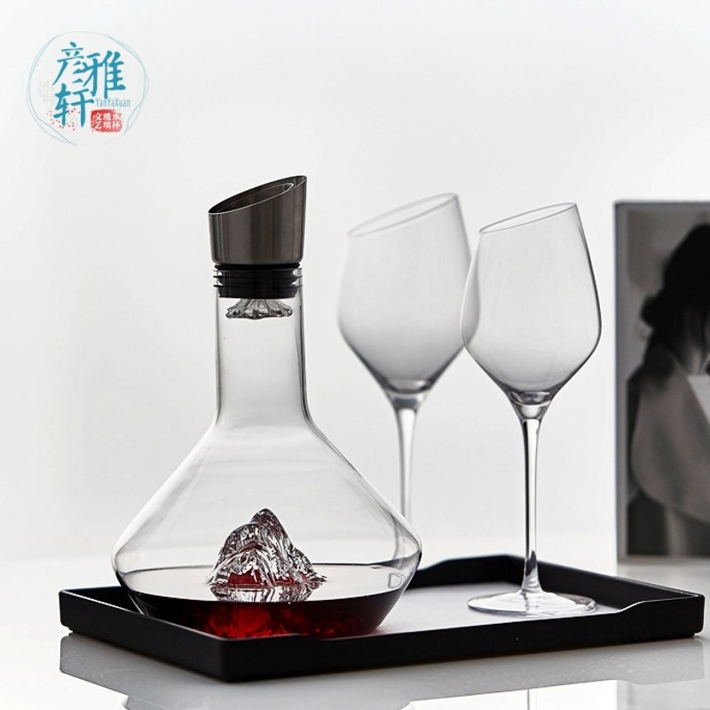 彦雅轩冰山无铅玻璃瀑布醒酒器红酒快速过滤分离器家用葡萄酒酒壶