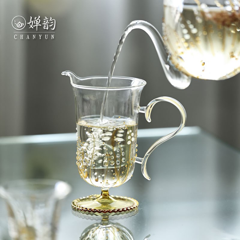 婵韵 十卿耐热玻璃大麦谷语泡茶壶茶杯单个中式小清新家用泡茶壶