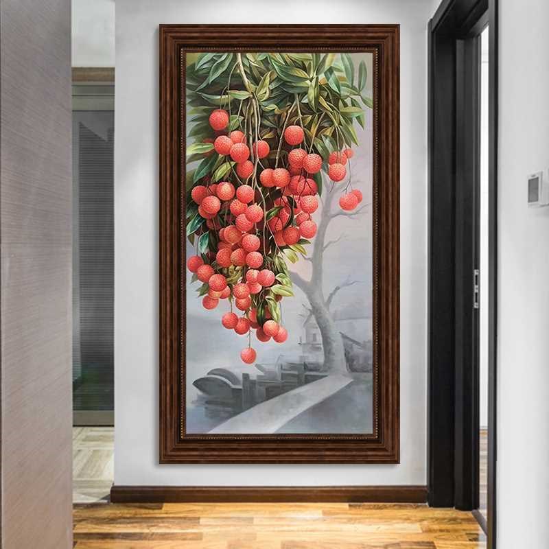 玄关装饰画寓意好饭厅挂画餐厅墙面壁画美式油画正对门