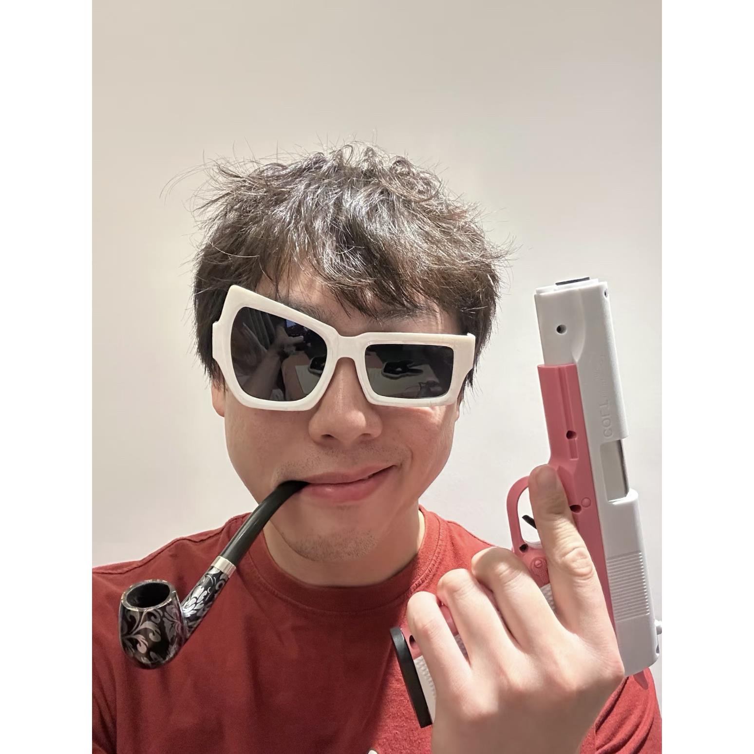 ins抖音夸张搞怪挑眉墨镜个性大小眼不规则拽姐拍照道具太阳眼镜