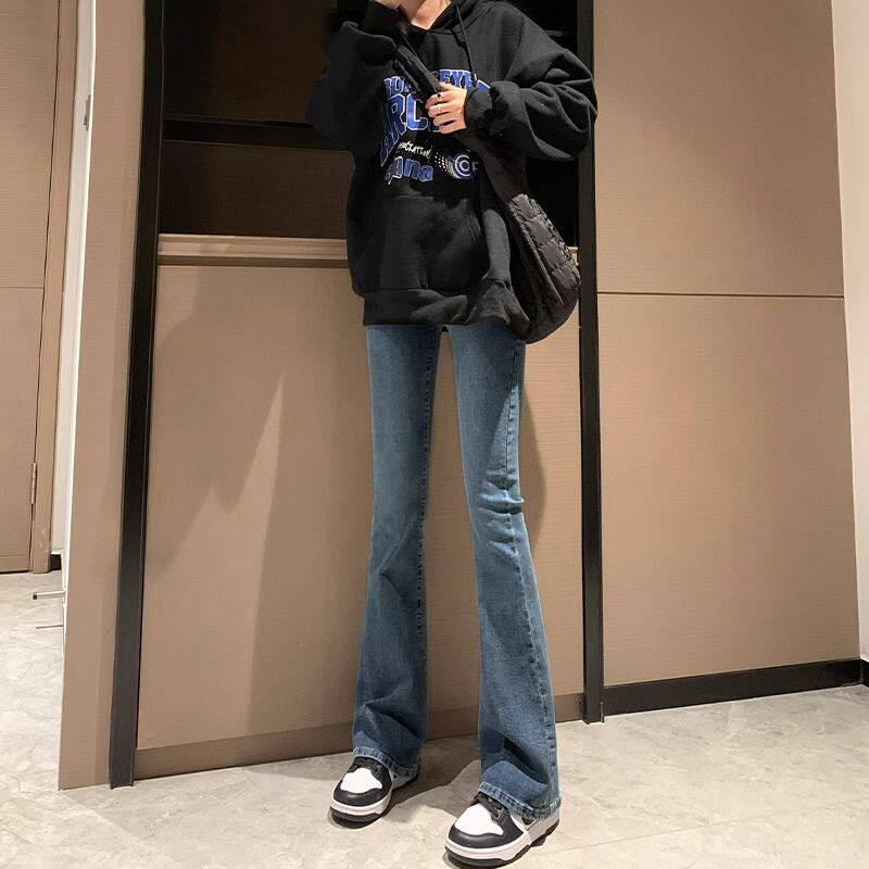 复古蓝微喇牛仔裤女2026夏季新款高腰喇叭裤小个子显瘦弹力马蹄裤