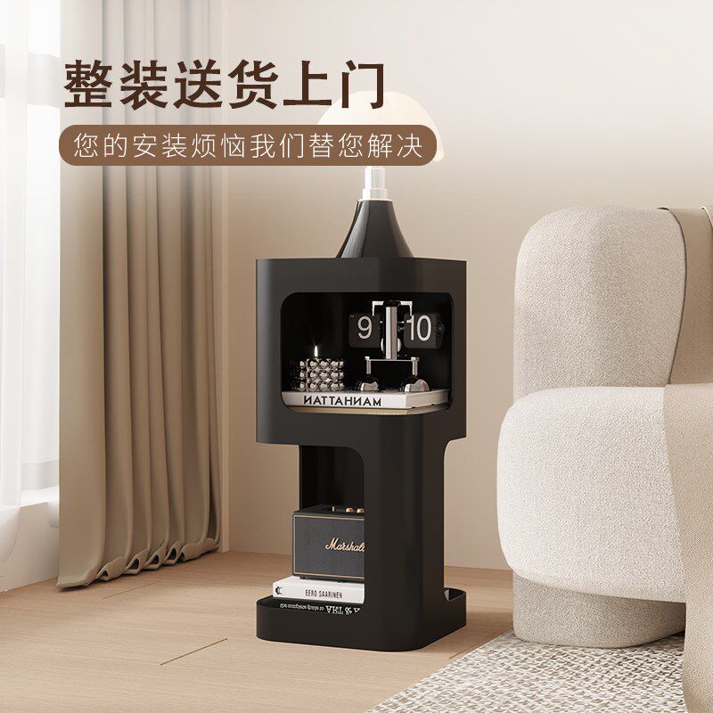 中古风创意墙角落地铁艺窄书架置物架客厅沙发边展示架转角收纳架