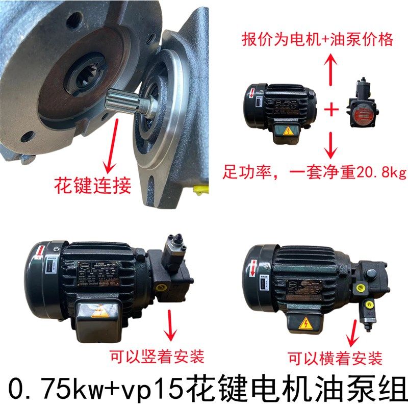 机床液压油泵电机组380V三相液压站电机0.75KW/1.5KW/2.2KW配VP泵图片