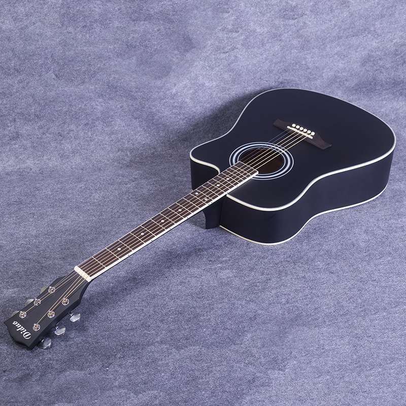 41寸民谣吉他guitar 初学椴木吉它 哑光黑色 缺角练习琴 厂家
