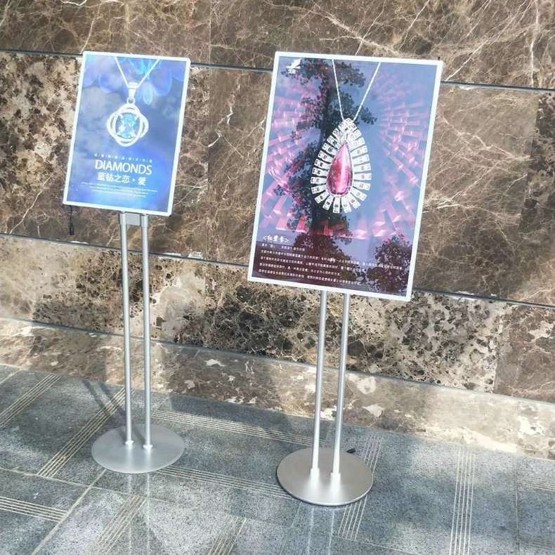双杆落地展示架指示牌立式商场水牌广告牌宣传展示铝合金立牌