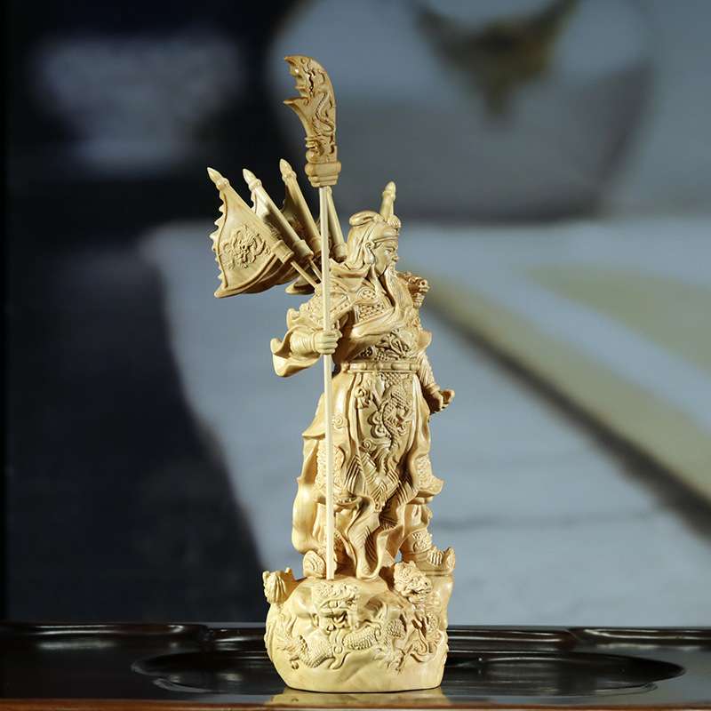 黄杨木雕工艺品关公武财神像家居宅木质关二爷人物中式摆件
