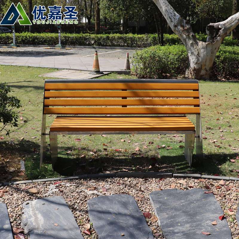 户外不锈钢防腐木公园长椅室外休息休闲等候座椅带靠背排椅长条椅